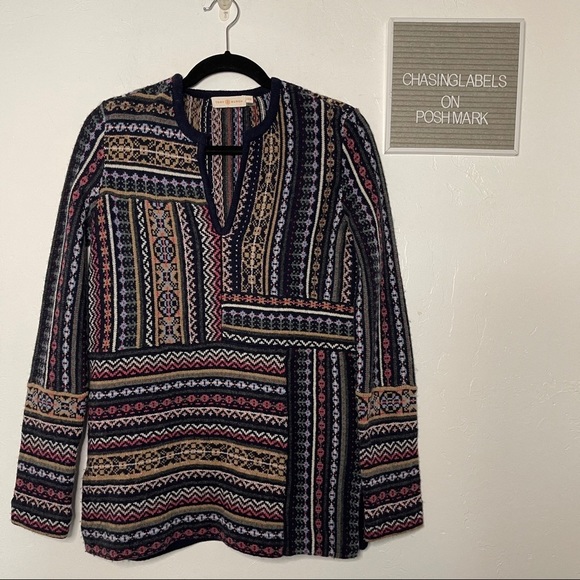 Tory Burch | multi stripe tunic top sweater - Picture 2 of 6